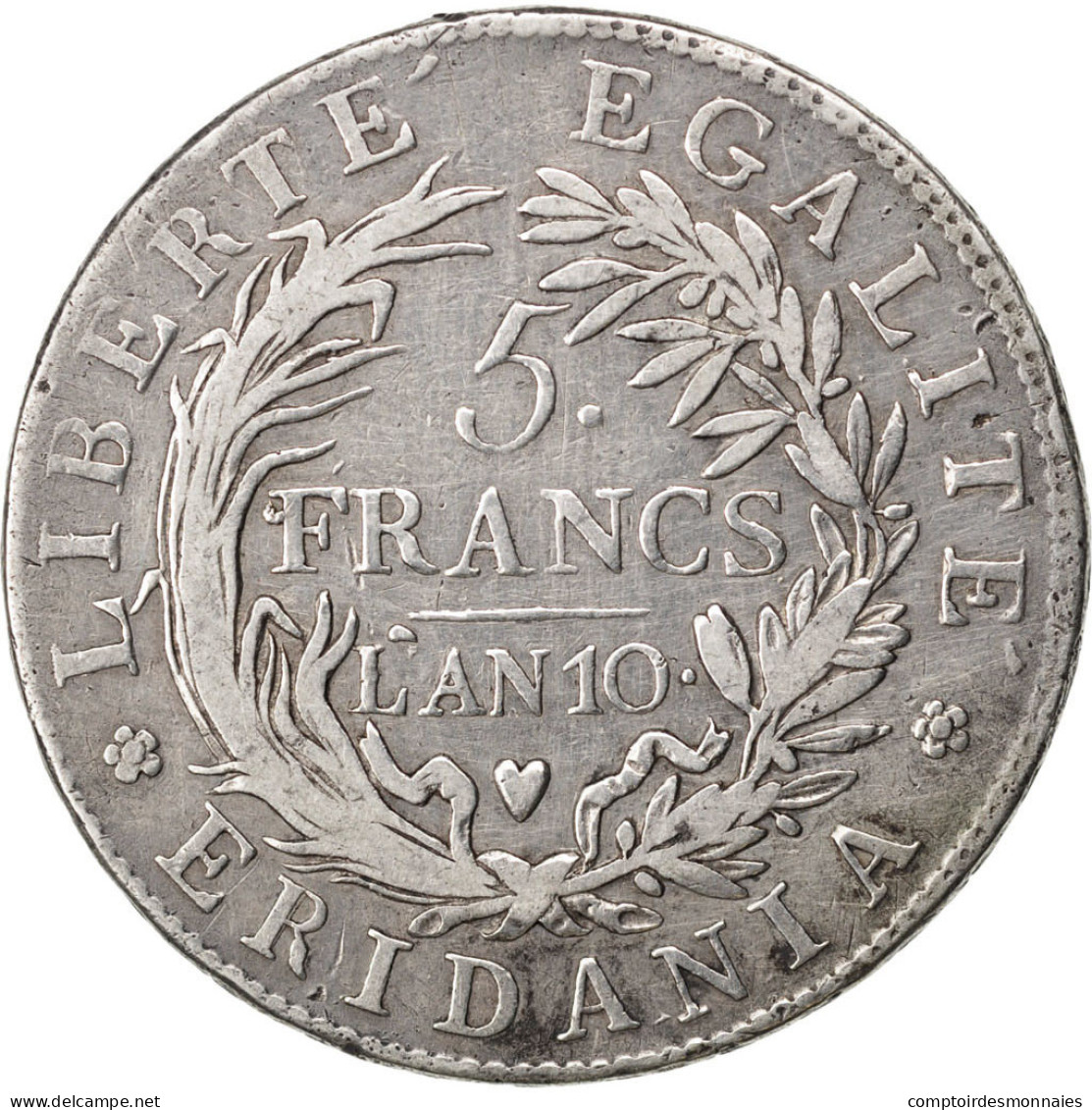 Monnaie, États Italiens, PIEDMONT REPUBLIC, 5 Francs, 1801, TB, Argent, KM:4 - Piémont-Sardaigne-Savoie Italienne