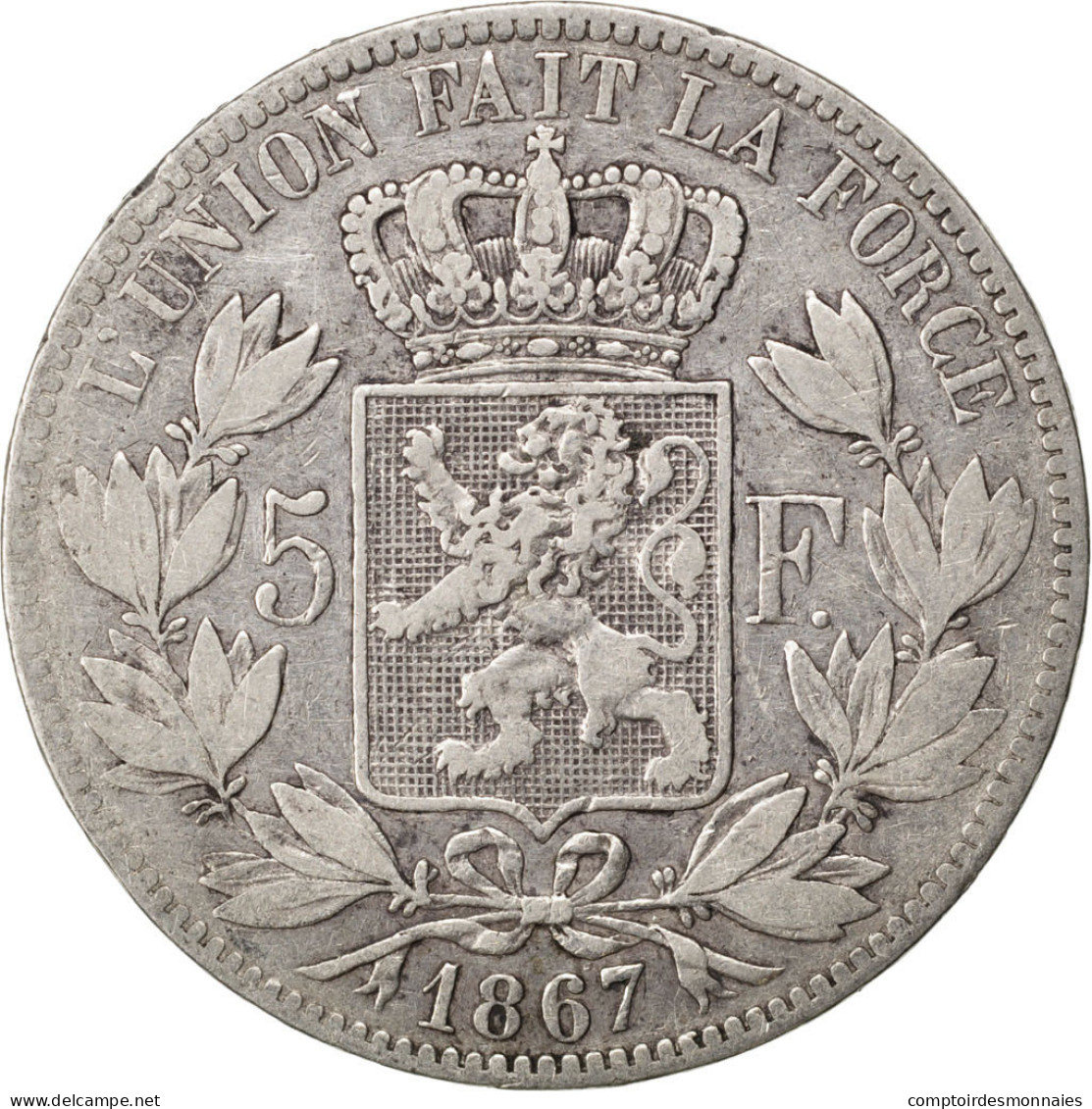 Monnaie, Belgique, Leopold II, 5 Francs, 5 Frank, 1867, TB+, Argent, KM:24 - 5 Francs