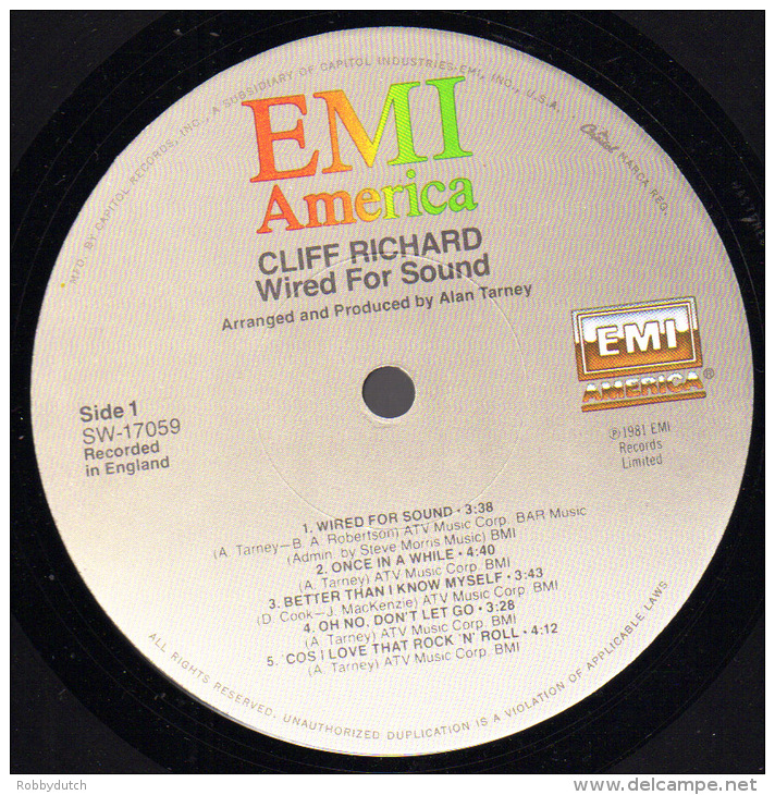 * LP *  CLIFF RICHARD - WIRED FOR SOUND (USA 1981 EX-!!!) - Rock