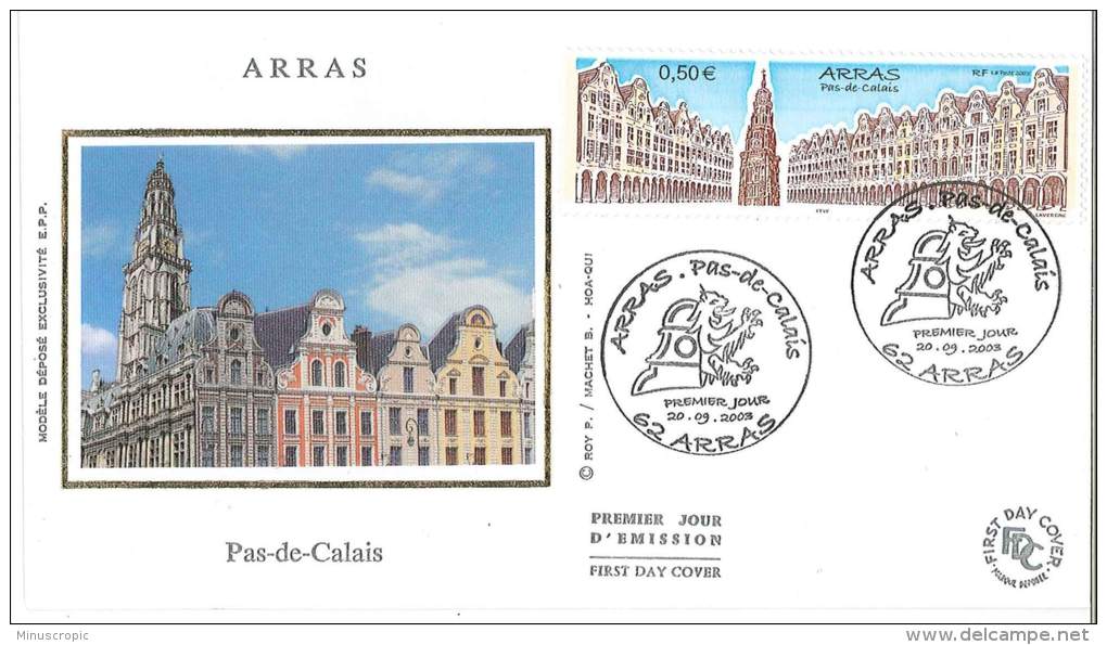 Enveloppe FDC Soie - Arras - Pas De Calais - Arras - 2003 - 2000-2009