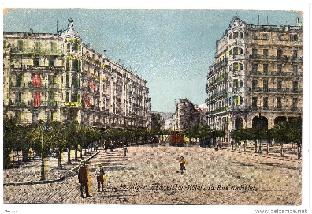 Tarjeta Postal De Alger. Hotel Y Rue. - Otros & Sin Clasificación