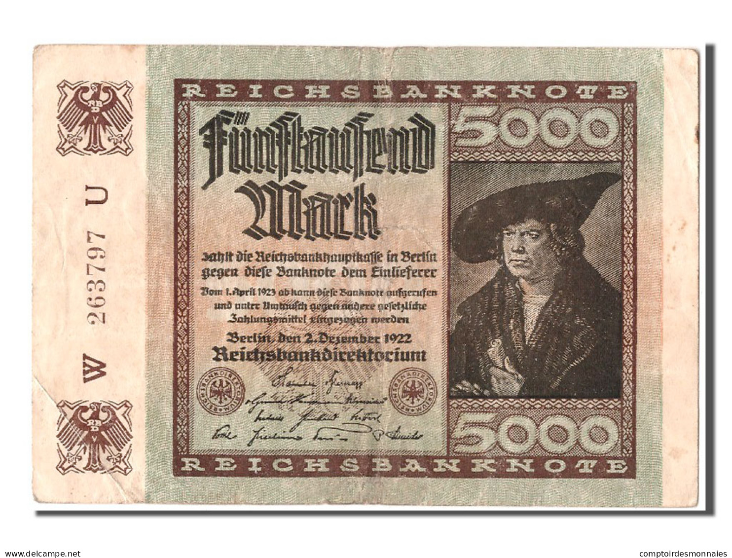 Billet, Allemagne, 5000 Mark, 1922, 1922-12-02, TTB+ - 5000 Mark