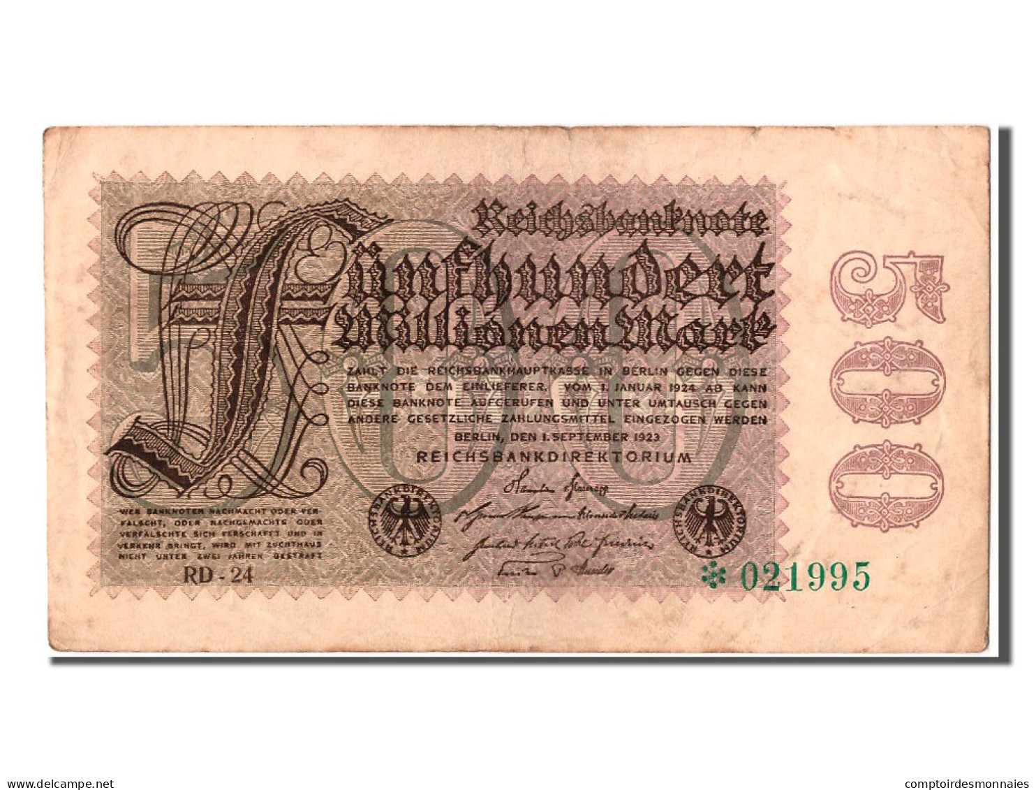 Billet, Allemagne, 500 Millionen Mark, 1923, 1923-09-01, TTB+ - 500 Miljoen Mark
