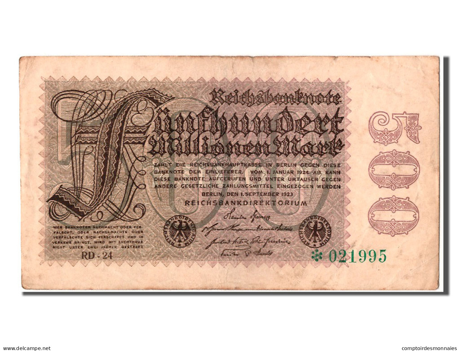 Billet, Allemagne, 500 Millionen Mark, 1923, 1923-09-01, TTB+ - 500 Millionen Mark