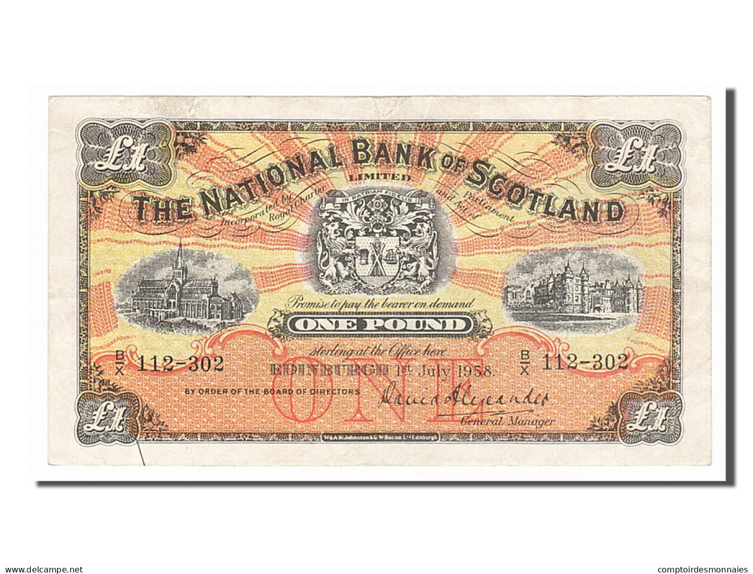 Billet, Scotland, 1 Pound, 1958, 1958-07-01, TTB+ - 1 Pound