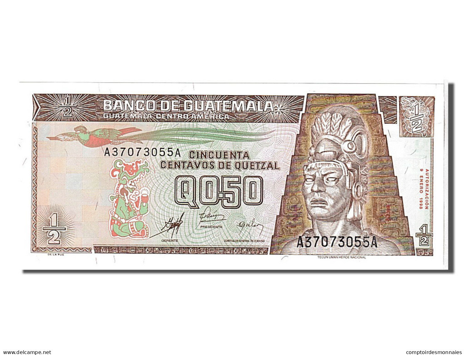 Billet, Guatemala, 1/2 Quetzal, 1998, KM:98, NEUF - Guatemala