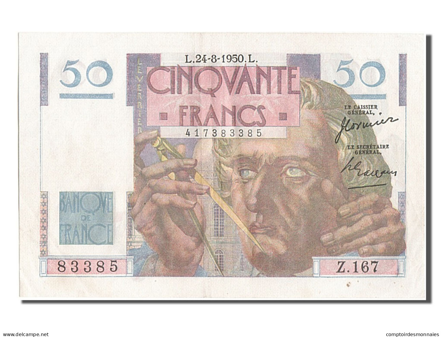 Billet, France, 50 Francs, 50 F 1946-1951 ''Le Verrier'', 1950, 1950-08-24 - 50 F 1946-1951 ''Le Verrier''