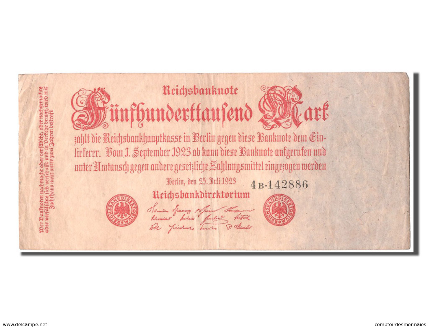 Billet, Allemagne, 500,000 Mark, 1923, 1923-07-25, TTB+ - 500.000 Mark