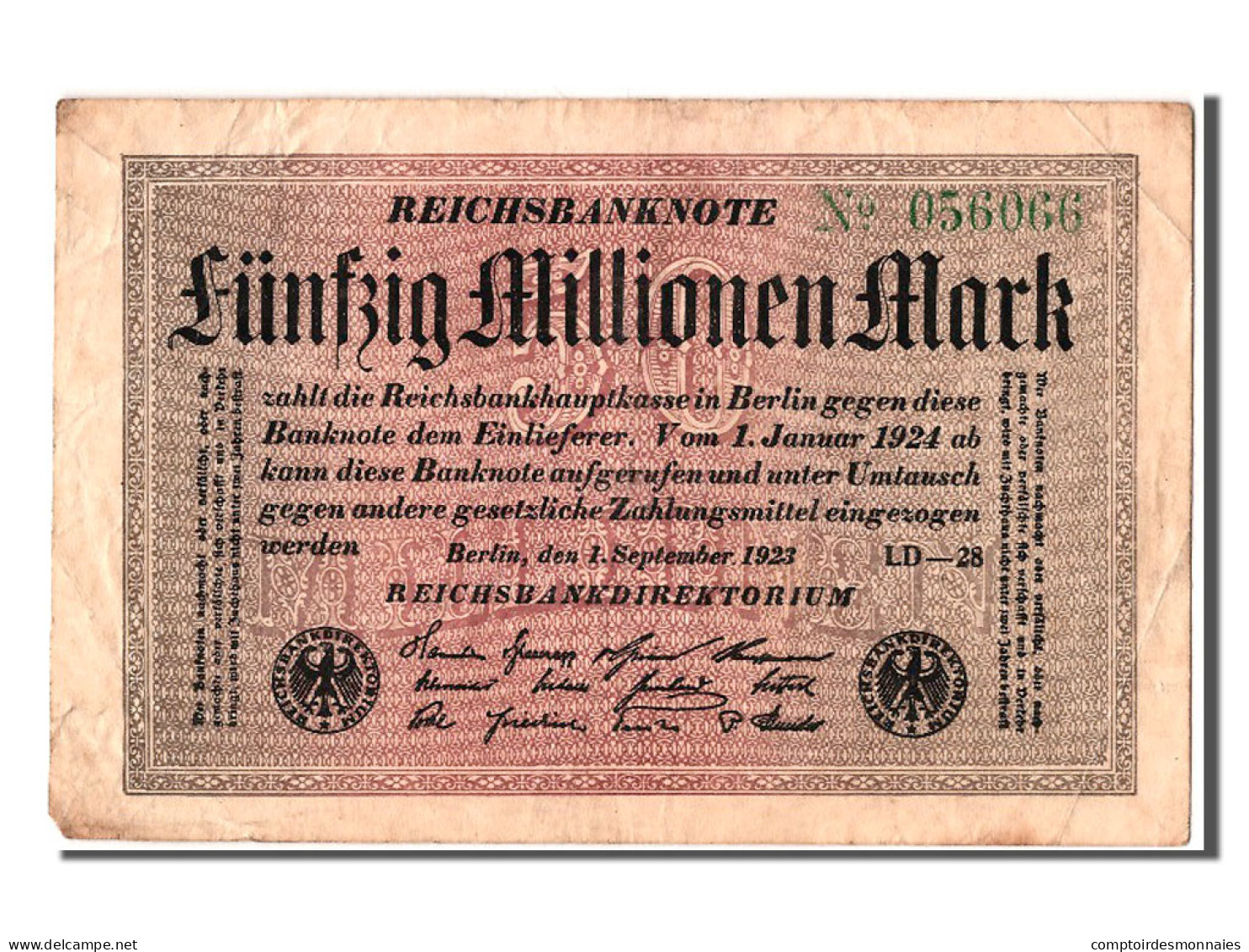 Billet, Allemagne, 50 Millionen Mark, 1923, 1923-09-01, SUP - 50 Miljoen Mark