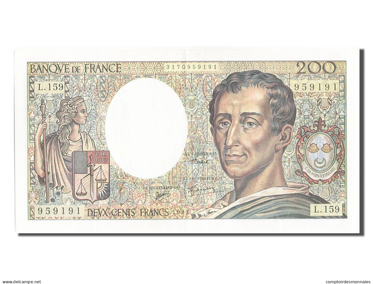 Billet, France, 200 Francs, 200 F 1981-1994 ''Montesquieu'', 1994, SUP - 200 F 1981-1994 ''Montesquieu''