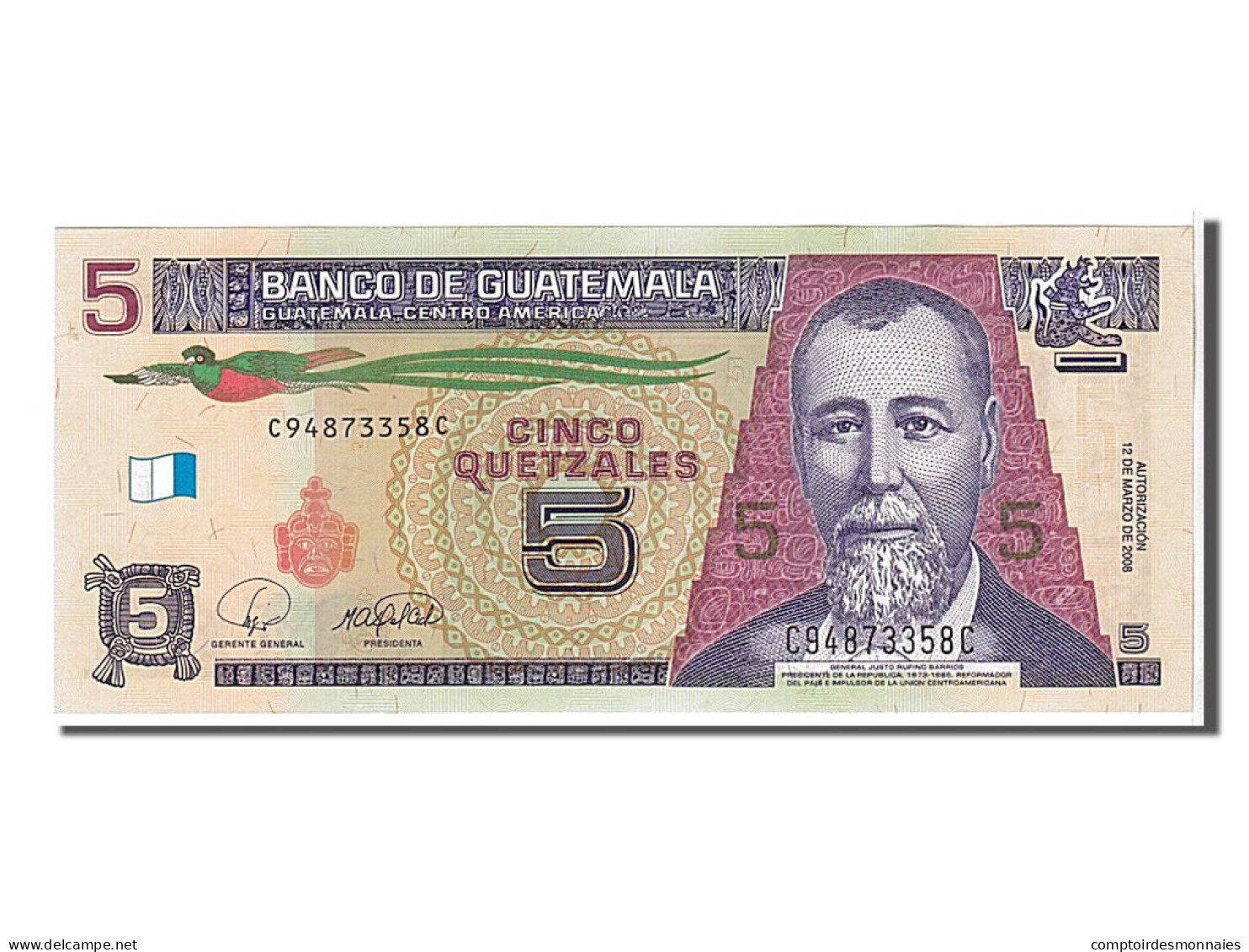 Billet, Guatemala, 5 Quetzales, 2008, NEUF - Guatemala