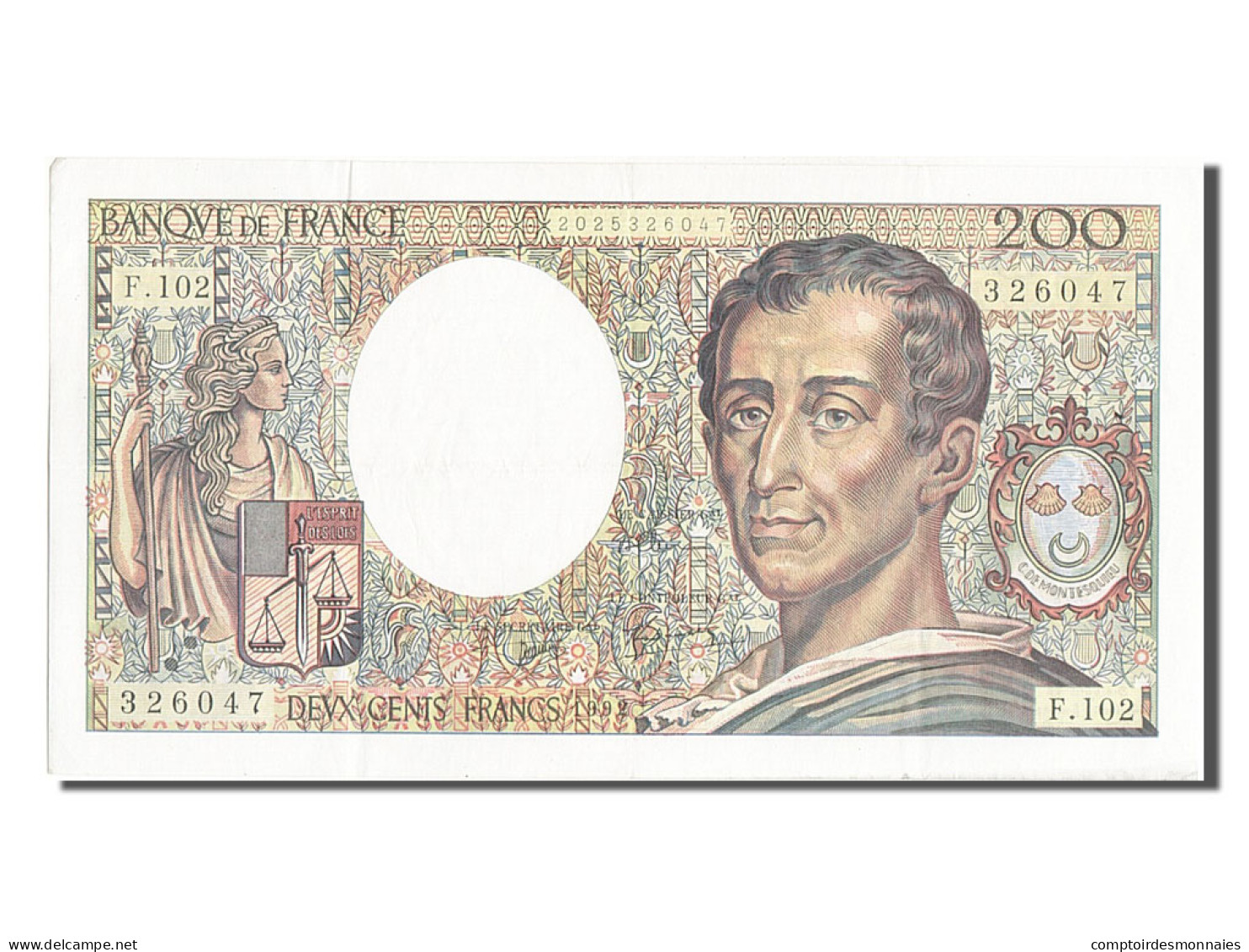 Billet, France, 200 Francs, 200 F 1981-1994 ''Montesquieu'', 1992, TTB+ - 200 F 1981-1994 ''Montesquieu''