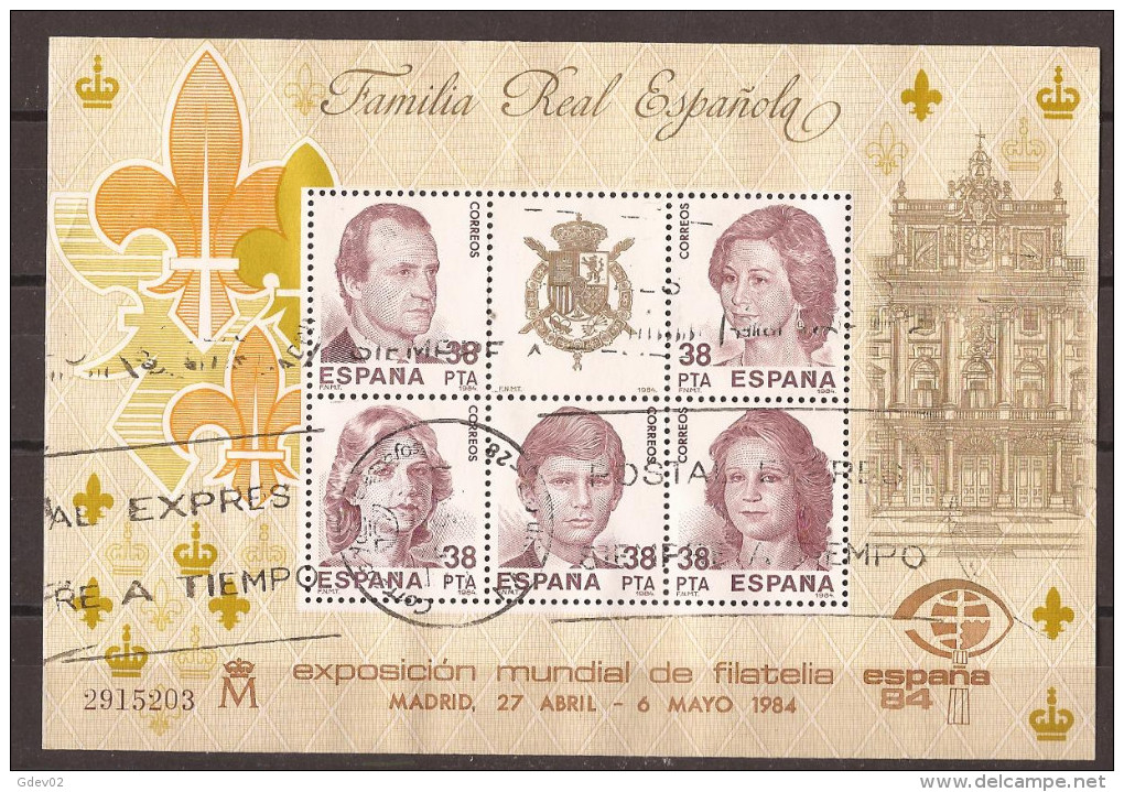 ES2754-LB112TB.Espagne.Spain.HOJITA.FAMILIA REAL.EXPOSICION FILATELIA .1984.(Ed 2754º) Circulada.LUJO - Commemorative Panes