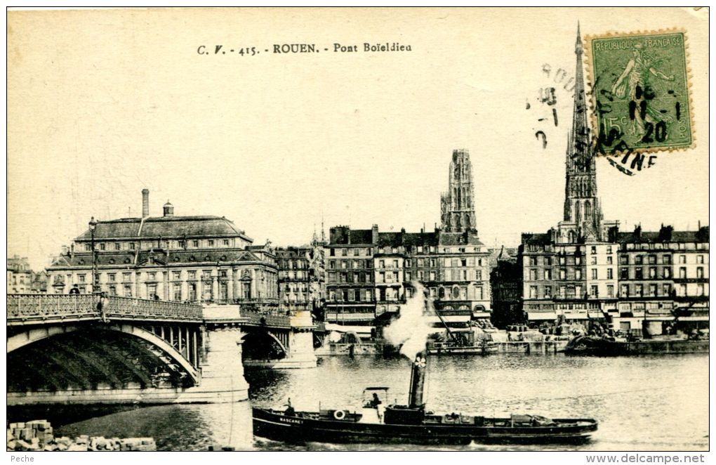 N°36548 -cpa Rouen Pont Boïeldieu -remorqueur "Mascaret"- - Tugboats