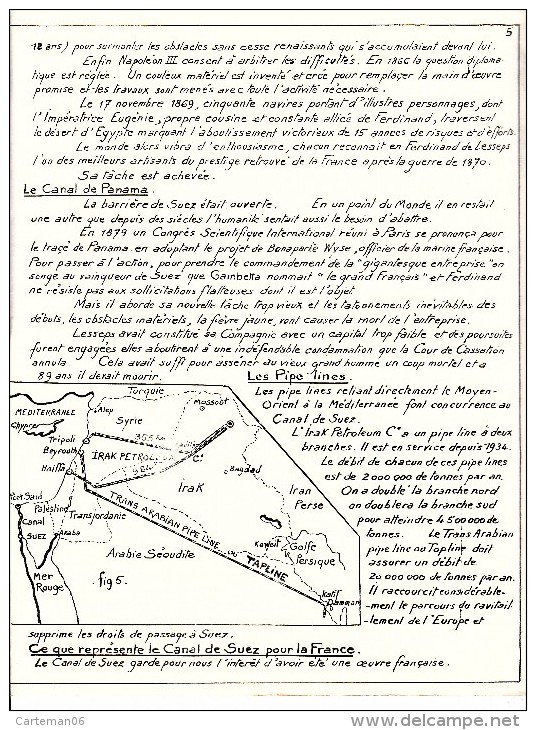 Bulletin - Cours De Dessin Technique - Le Problème De Suez - Le Paquebot "Ferdinand De Lesseps - Non Classés