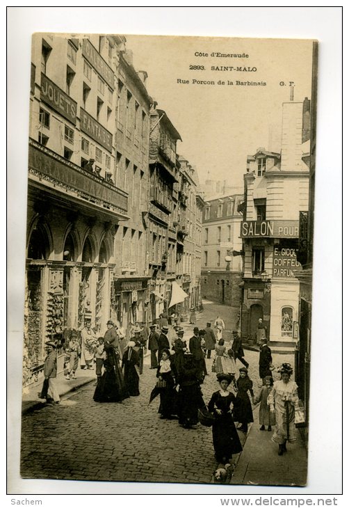 35 ST SAINT MALO Jolie Anim Rue Porcon De La Barbinais 1904 Dos Non Divisé   /D05-014 - Saint Malo