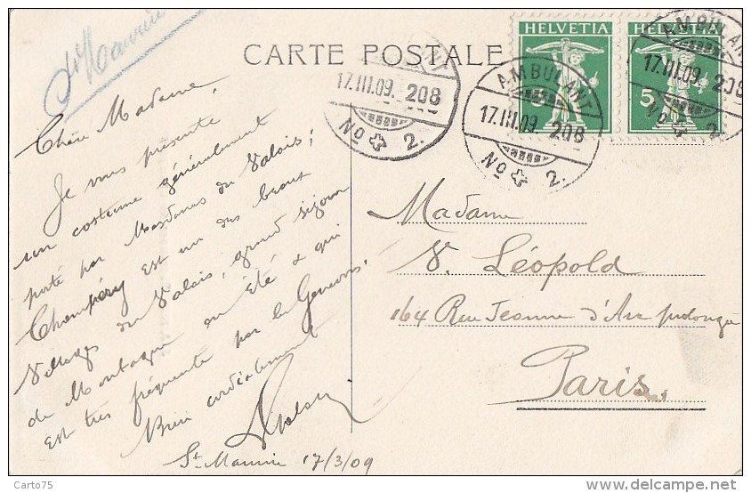 Suisse - Champéry - Agriculture Paysannes - Postal Mark 1909 - Champéry