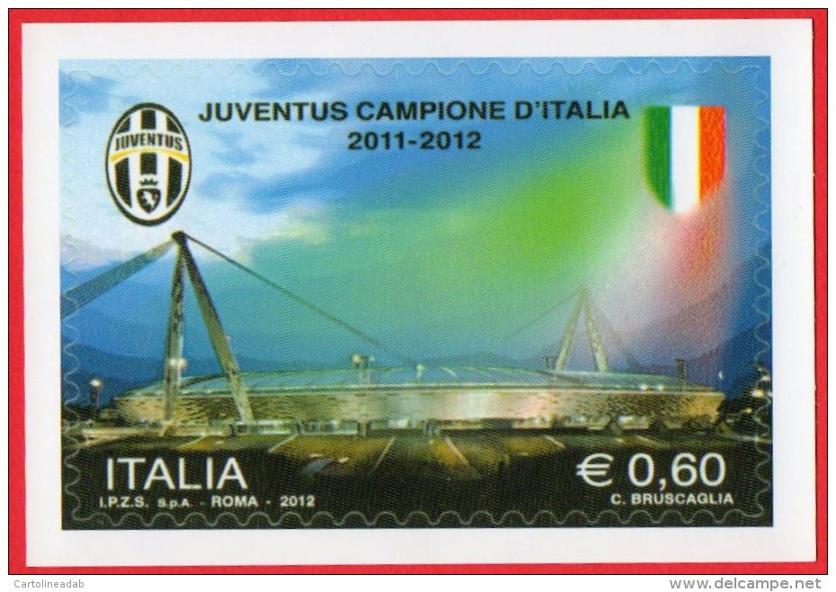 [DC1635] CARTOLINEA - JUVENTUS - JUVE - CAPIONE D´ITALIA 2011-2012 - RIPROD. FRANCOBOLLO - Fútbol