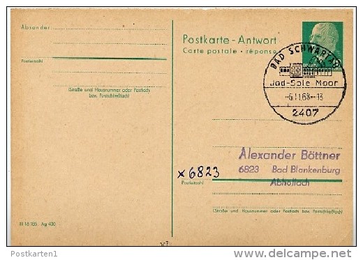 BADEHAUS BAD SCHWARTAU 1968 Auf  DDR Antwort-Postkarte P 77A - Thermalisme