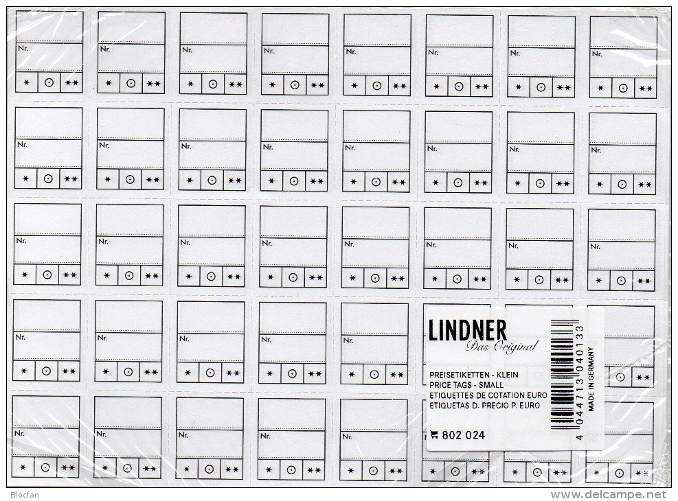 1000 Preis-Etiketten Klein 8€ Text 2-zeilig Kennzeichnung Von Münzen In Alben/Briefmarken In Steckkarten LINDNER #802024 - Matériel