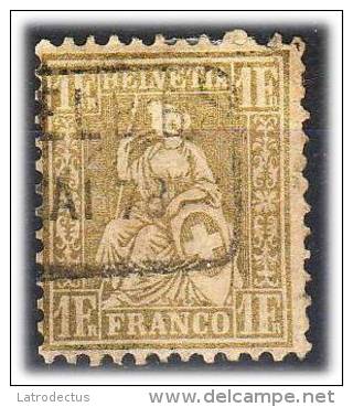 Helvetia - Switzerland - 1862 - Y&T 41 (°) A Bit Damaged, Right Top - Used Stamps