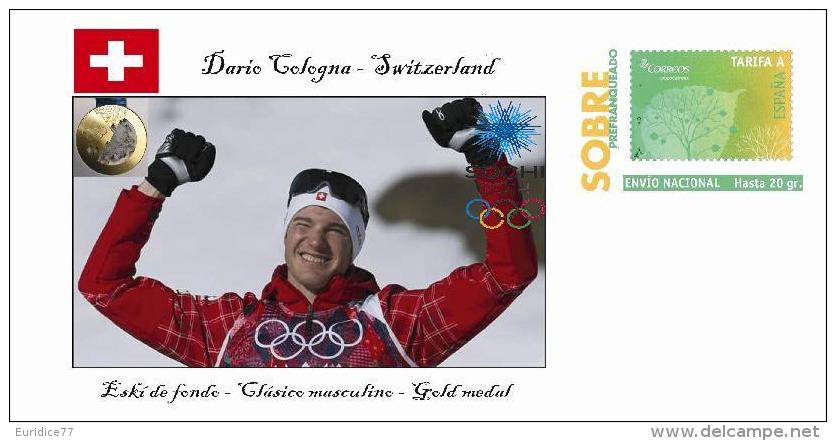 Spain 2014 - XXII Olimpics Winter Games Sochi 2014 Special Prepaid Cover - Dario Cologna - Winter 2014: Sochi