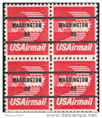 Block 4-1983 USA Precanceled Winged Air Envelope Airmail Stamp 13c Sc#C79b Unusual - Vorausentwertungen