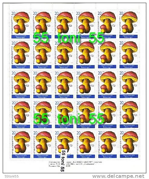 1987 FLORA  MUSHROOMS ( Champignons)  6 Sheet – 6x5 =30 Set  –MNH BULGARIA / Bulgarien - Pilze