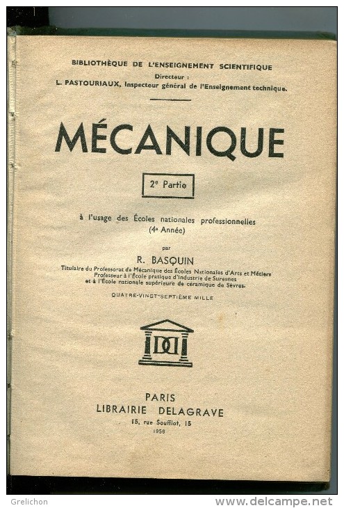 Mécanique - Deuxième Partie : R Basquin - Livres Scolaires