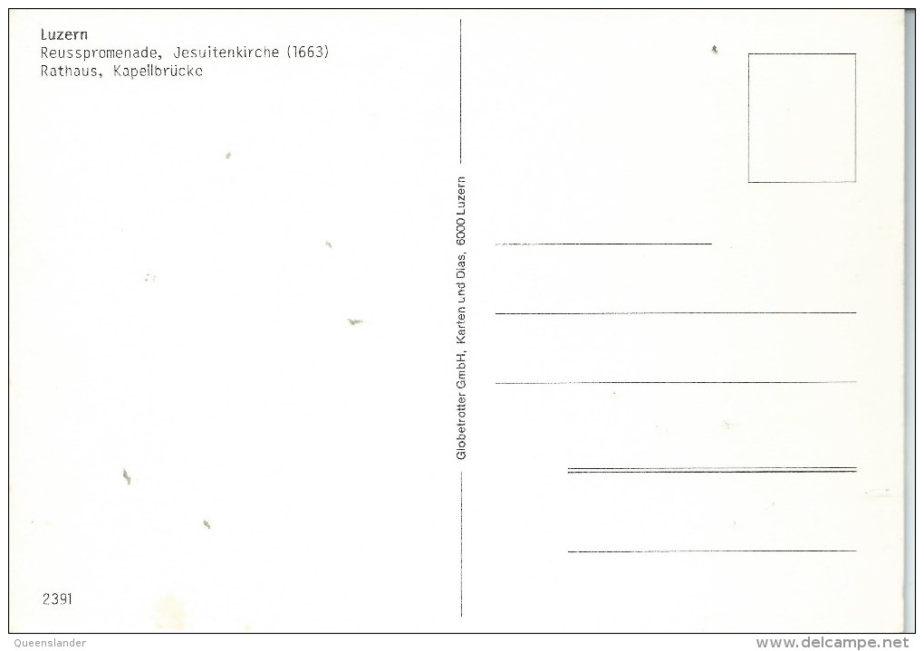 Lucerne Bridges  No 2391 Globetrotter GmbH Karten Und Dias 6000 Luzern   Front & Back Shown - Lucerne