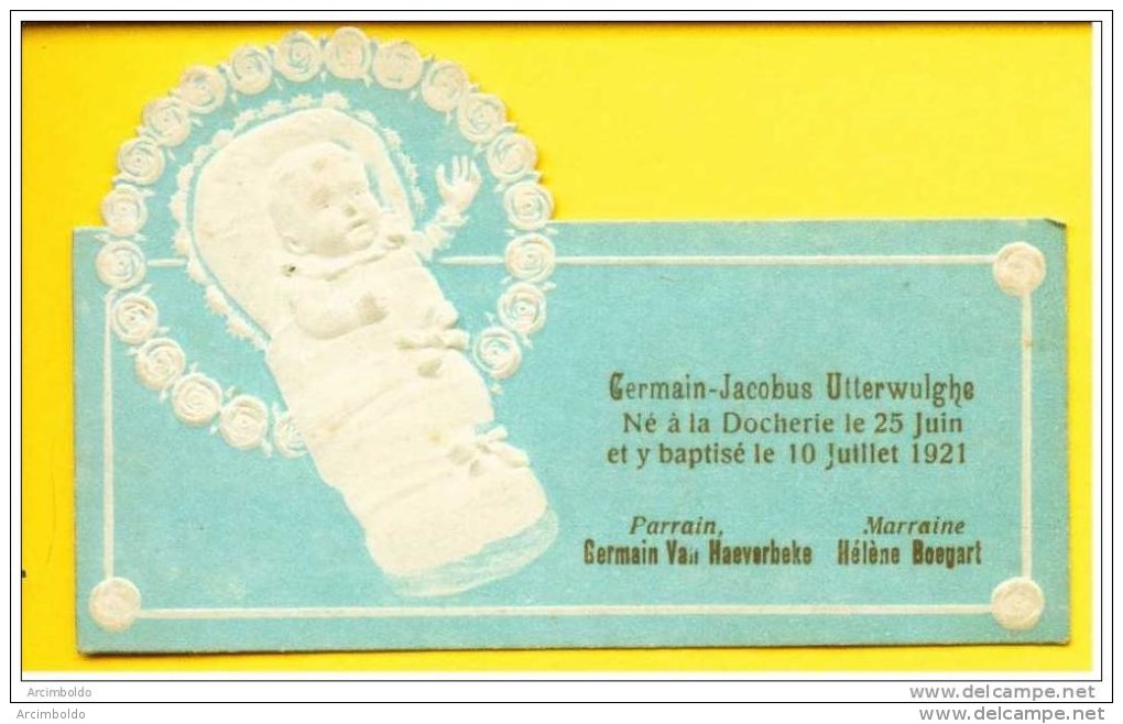Faire-part De Naissance/baptème : Germain-Jacobus  Marchienne Docherie 1921 - Naissance & Baptême