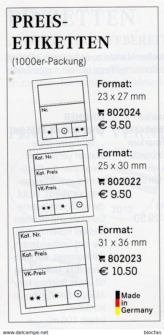 Preisetiketten 1000x Groß Neu10€ Text 3-zeilig Kennzeichnung Von Briefmarken In Steckkarten+Alben LINDNER #802023 - Pinzetten, Lupen, Mikroskope