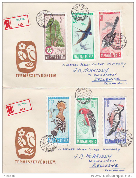 Hungary 1966 Birds Registered Covers To Australia - Used Stamps