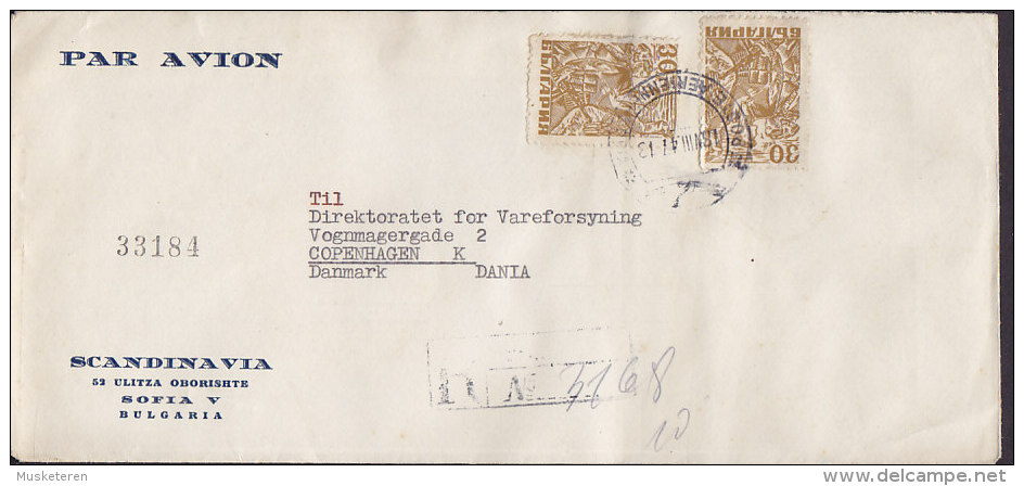 Bulgaria Airmail Par Avion SCANDINAVIA Registered Einschreiben Recommandé 1947 Cover Brief Partisan Resistance Stamps - Airmail