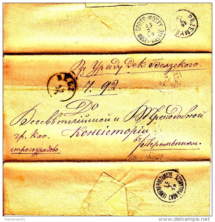 POLAND Prephilatelic 1878 BELZ Full Letter (transits PRZEMYSL) - ...-1860 Vorphilatelie