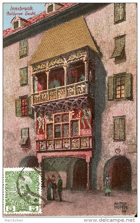 ILLUSTRATOR ANTON HOFER : INNSBRUCK, Goldenes Dachl, Ansicht Der Historischen Fassade - Innsbruck