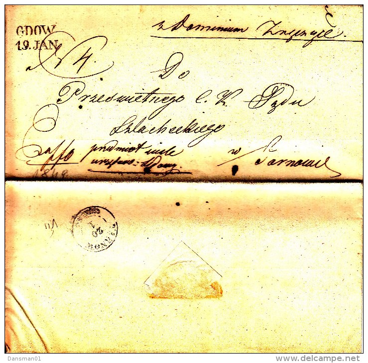 POLAND Prephilatelic 1849 GDOW To TARNOW Full Letter - ...-1860 Prephilately