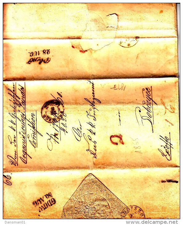 POLAND Prephilatelic 1855 LEMBERG To DOBCZYCE Via PILZNO And GDOW Full Letter - ...-1860 Prefilatelia