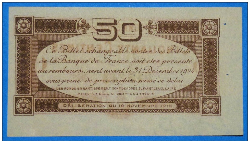 CHAMBRE De COMMERCE De TOULOUSE 50 Ct  Série 1 Du 19 Novembre 1919 Banque Billet  Paper Money Port Gratuit - Chambre De Commerce