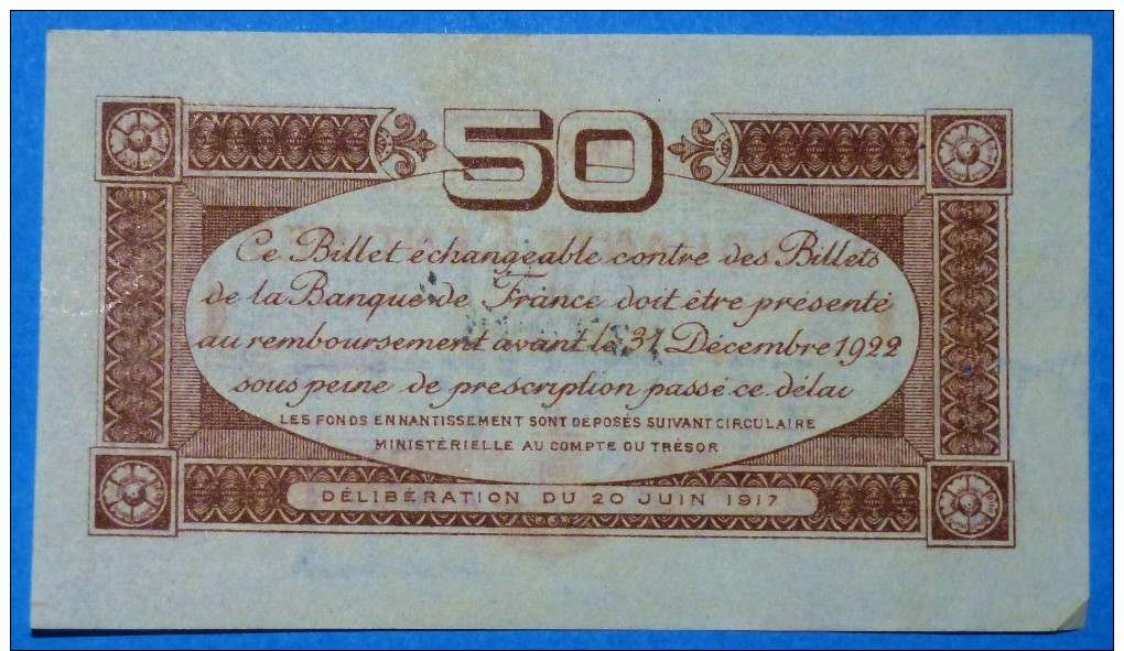 CHAMBRE De COMMERCE De TOULOUSE 50 Ct  Série 2 Du 20 Juin 1917 Banque Billet  Paper Money Port Gratuit - Chambre De Commerce