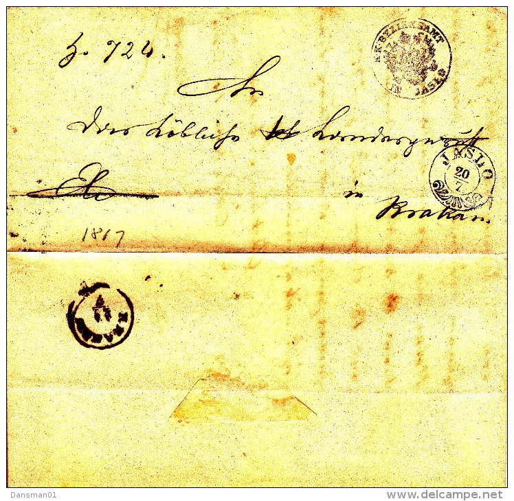 POLAND Prephilatelic 1877 JORDANOW To KROSCIENKA Full Letter - ...-1860 Voorfilatelie