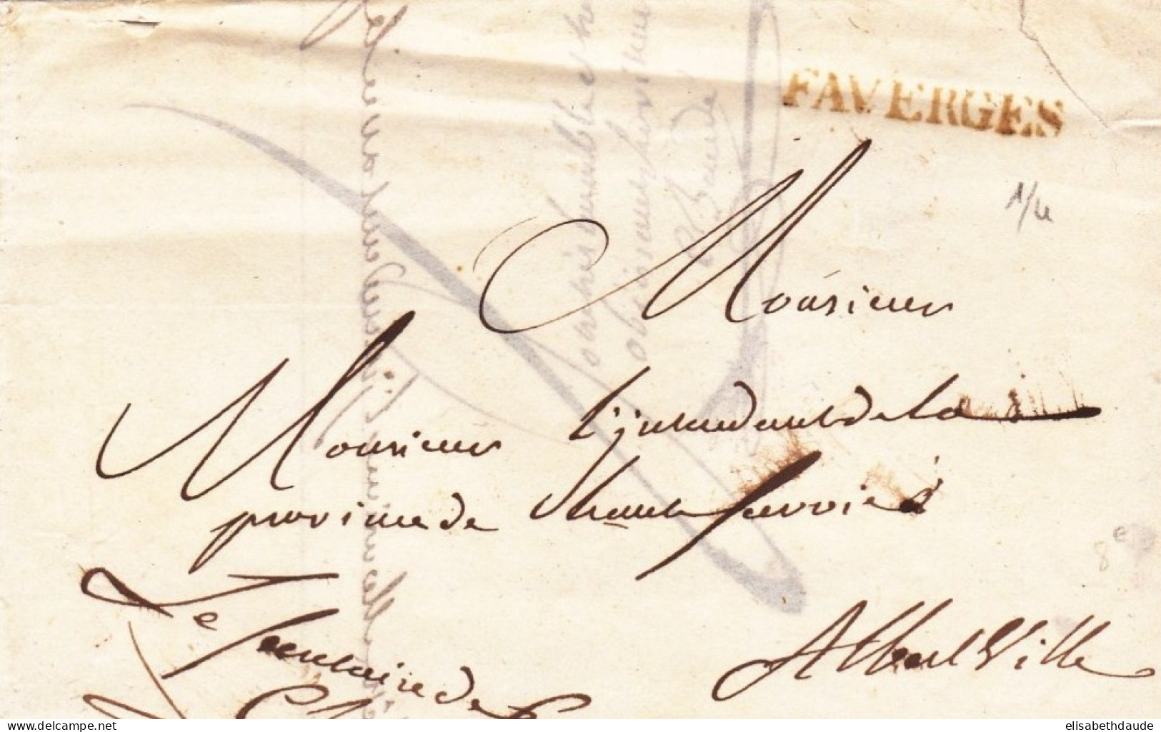 SAVOIE SARDE  - LETTRE FAVERGES Pour ALBERTVILLE - MARQUE LINEAIRE ROUGE - 1801-1848: Précurseurs XIX