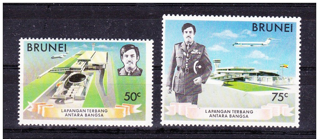 BRUNEI    ,  1974 , New Airport , Y&T   #  190/1,   Cv  4.50  E. ** , M N H , V V F - Brunei (1984-...)