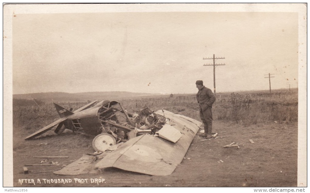 CP Photo 14-18 Un Avion Après Une Chute De Mille Pieds, Soldat Américain (A57, Ww1, Wk1) - Incidenti