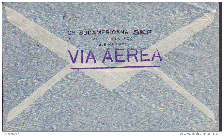 Argentina Via Aerea SUDAMERICANA SKF Cia., (Red) Meter Stamp 1938 Cover Letra To UPPSALA Sweden (2 Scans) - Briefe U. Dokumente