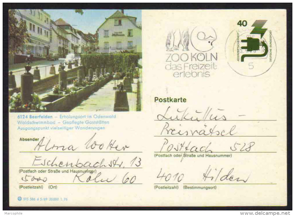 6124 - BEERFELDEN - BRD - ODENWALD / 1976  GANZSACHE - BILDPOSTKARTE (ref E323) - Cartes Postales Illustrées - Oblitérées