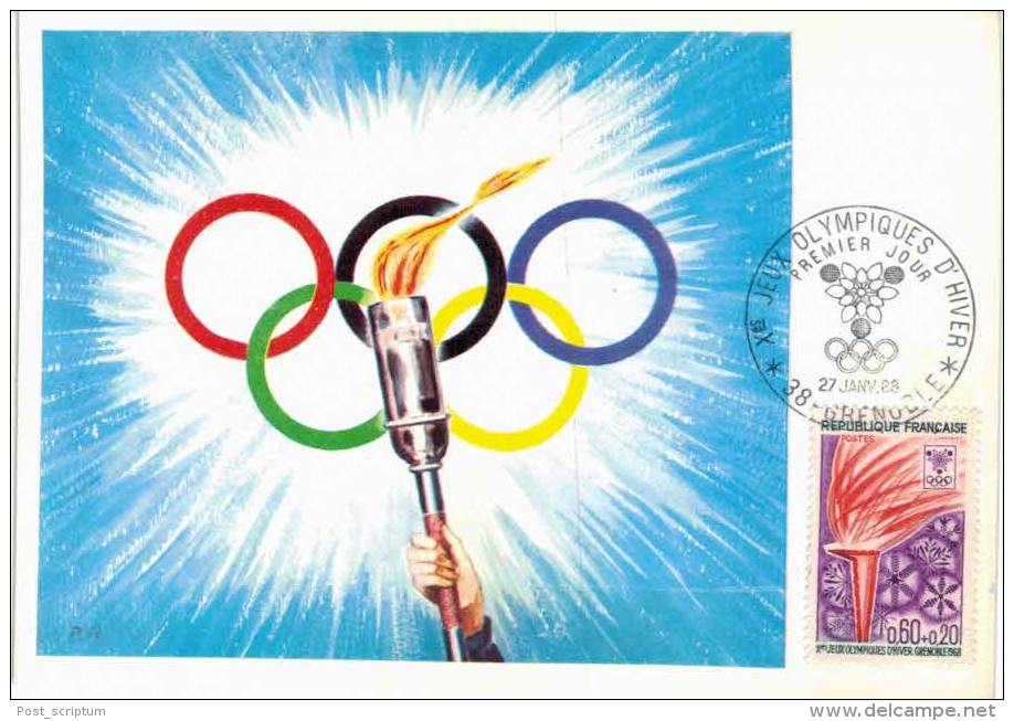 Thème jeux olympiques - carte philatélique Premier jour - Grenoble 1968 - lot de 5 cartes