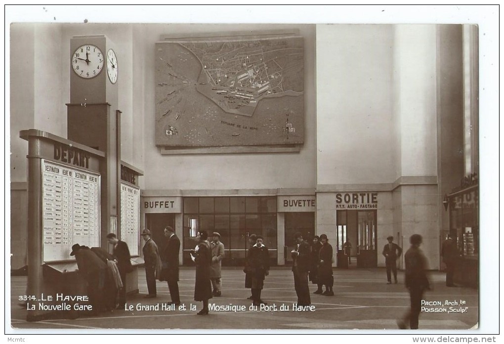 CP - Le Havre- La Nouvelle Gare- Le Grand Hall Et La Mosaïque Du Port Du Havre - Station