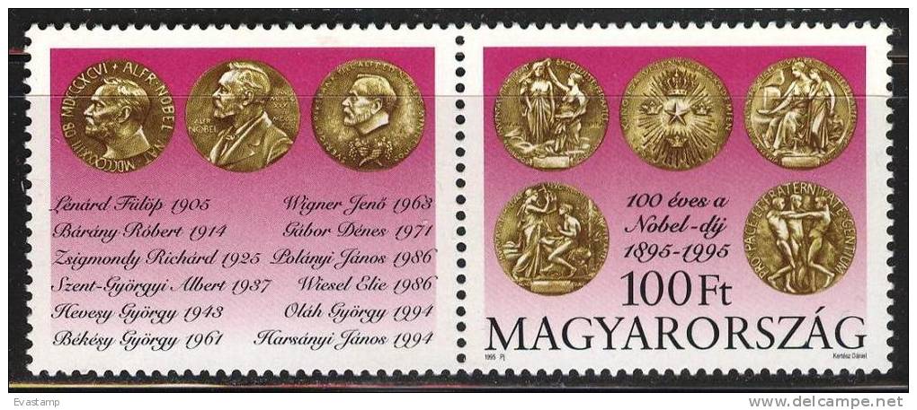 HUNGARY - 1995. Nobel Prize Fund  Established,Centenary / With Label   MNH!!! Mi: 4365. - Unused Stamps