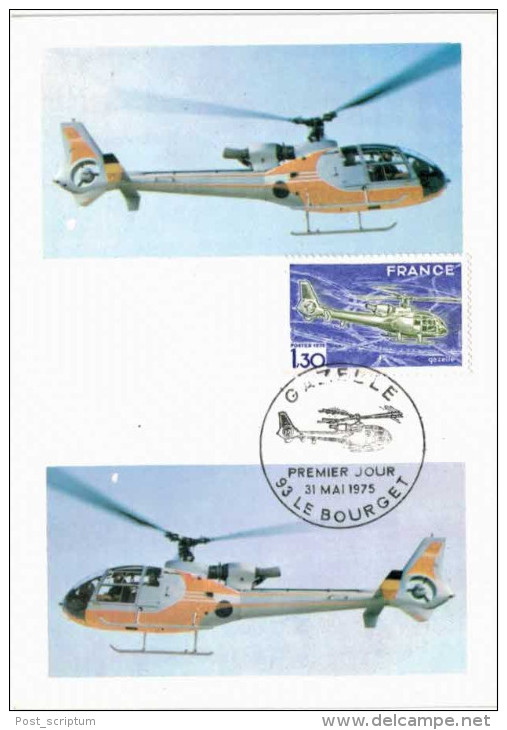 Thème - Hélicoptère - Carte Philatélique Premier Jour -  Gazelle - Helikopters